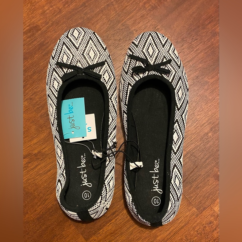 Just Be Black and White Patterned Flats